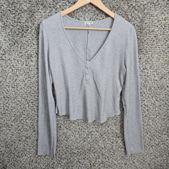 Intimately Free People Top Womens Large Gray Keep It Basic Layering Crop - Picture 1 of 7